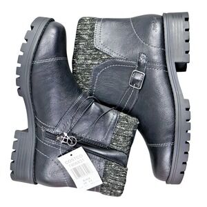 J Sport Boots Womens Size 6.5 Black Zip Buckle Memory Foam Ankle Boot S5VLT01